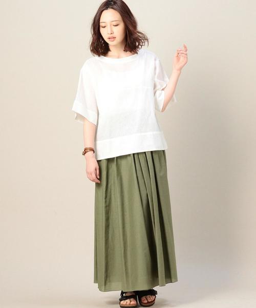 BEAUTY&YOUTH UNITED ARROWS（ビューティーアンドユースユナイテッドアローズ）の「BY コットンシルクゴムギャザーロングスカート◆（スカート・レディース・ベージュ/オリーブ/ロイヤルブルー・フリー）」の12枚目の写真