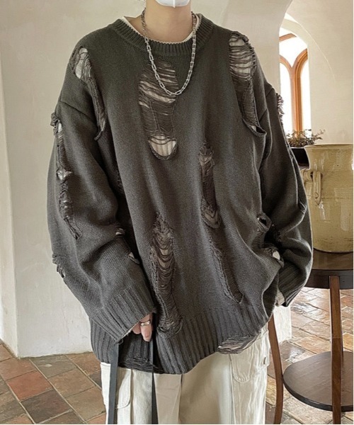 Burner（バーナー）の「【OKUOKU　0909】 セーター / デザイン / ダメージ oku-tops-705248115748-50 U（ニット/セーター・メンズ・A/B・L/M/XL）」の2枚目の写真