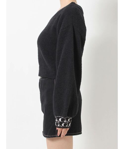 GYDA（ジェイダ）の「GYDA PATTERN CUFF Vネックニット TOPS（ニット/セーター・レディース・ブラック/オフホワイト・FREE）」の3枚目の写真
