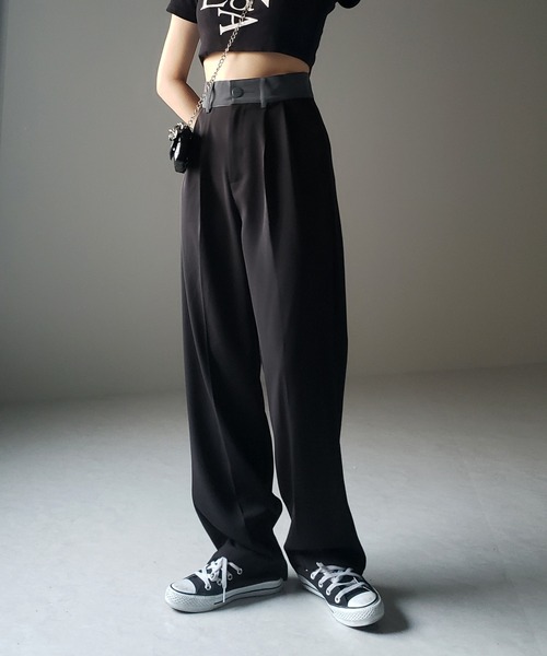 OUAT 005　ブラック ハイウエスト スラックス OUAT 005 ブラック ハイウエスト スラックス