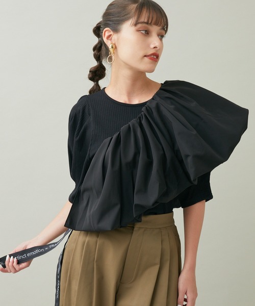 TRANOI（トラノイ）の「TRANOI. ペプラムベルトセットTOPS（Tシャツ/カットソー・レディース・チャコールグレー/ブラック・FREE）」の2枚目の写真