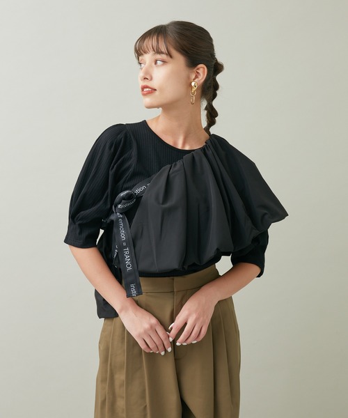TRANOI（トラノイ）の「TRANOI. ペプラムベルトセットTOPS（Tシャツ/カットソー・レディース・チャコールグレー/ブラック・FREE）」の18枚目の写真