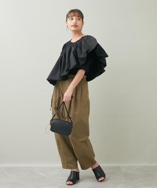 TRANOI（トラノイ）の「TRANOI. ペプラムベルトセットTOPS（Tシャツ/カットソー・レディース・チャコールグレー/ブラック・FREE）」の3枚目の写真