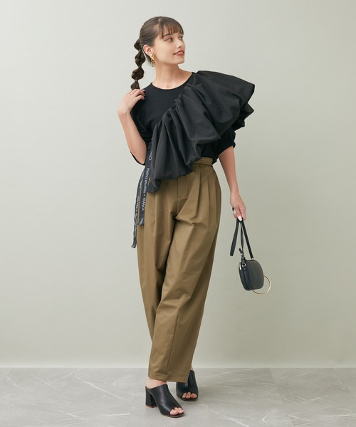 TRANOI（トラノイ）の「TRANOI. ペプラムベルトセットTOPS（Tシャツ/カットソー・レディース・チャコールグレー/ブラック・FREE）」の8枚目の写真