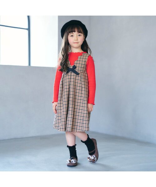 apres les cours(アプレレクール)の「2WAYスカラップジャンパースカート(ジャンパースカート・キッズ・ブラック/チェック・80/110/140/100/90/130/120)」の3枚目の写真