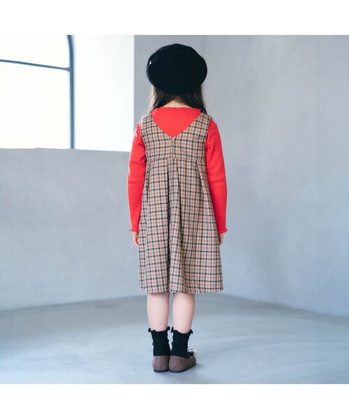 apres les cours(アプレレクール)の「2WAYスカラップジャンパースカート(ジャンパースカート・キッズ・ブラック/チェック・80/110/140/100/90/130/120)」の4枚目の写真