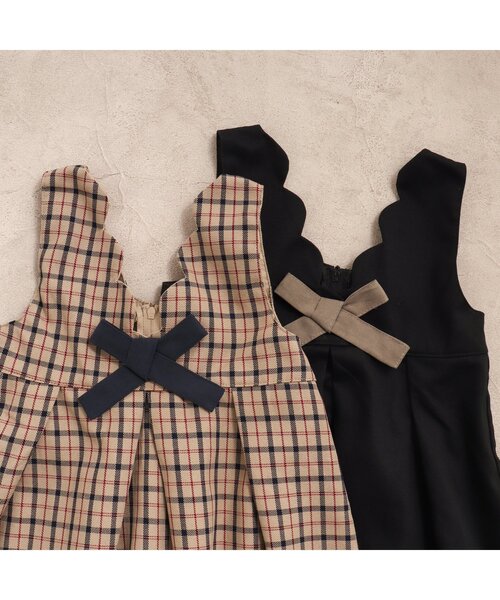 apres les cours(アプレレクール)の「2WAYスカラップジャンパースカート(ジャンパースカート・キッズ・ブラック/チェック・80/110/140/100/90/130/120)」の7枚目の写真