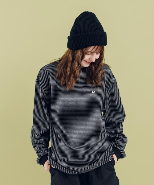 MUHET(ミュエータ)の「ロゴ刺繍ロンT(Tシャツ/カットソー・レディース・ブルー/カーキ/オフホワイト/ブラック・MEDIUM/X-LARGE)」の7枚目の写真