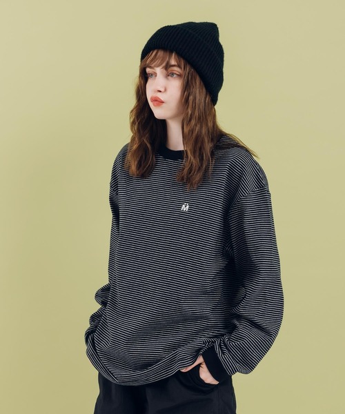 MUHET(ミュエータ)の「ロゴ刺繍ロンT(Tシャツ/カットソー・レディース・ブルー/カーキ/オフホワイト/ブラック・MEDIUM/X-LARGE)」の8枚目の写真