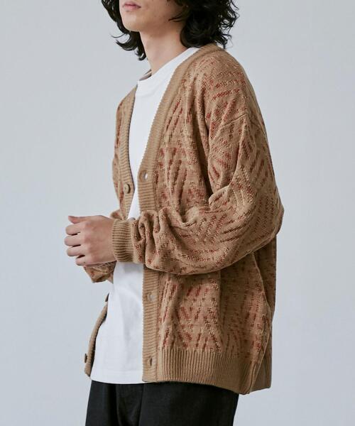 coen（コーエン）の「ジャガード総柄ルーズニットカーディガン（カーディガン/ボレロ・メンズ・ブラック/ベージュ・S/M/L/XL）」の18枚目の写真