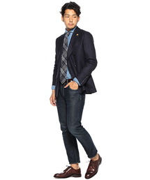 LARDINI ダブルジャケット ネイビー ホップサック ラルディーニ 44 LARDINI（ラルディーニ）の「【LARDINI / ホップサック ダブル