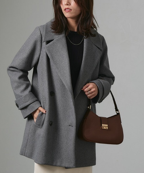 Pierrot（ピエロ）の「メルトンPコート（ピーコート・レディース・キャメル/ブラック/ネイビー/オフホワイト/アイボリー/杢グレー/チャコール・S/M/L）」の6枚目の写真