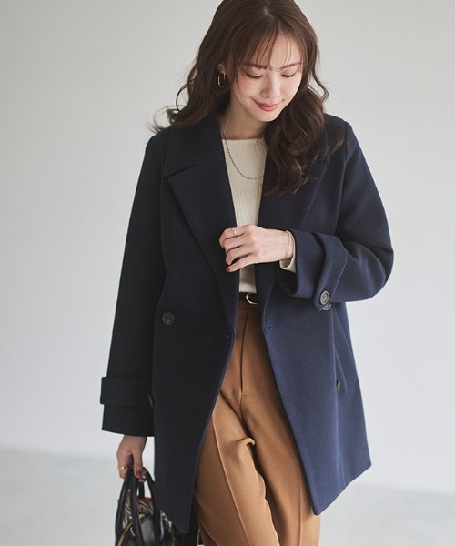 Pierrot（ピエロ）の「メルトンPコート（ピーコート・レディース・キャメル/ブラック/ネイビー/オフホワイト/アイボリー/杢グレー/チャコール・S/M/L）」の16枚目の写真