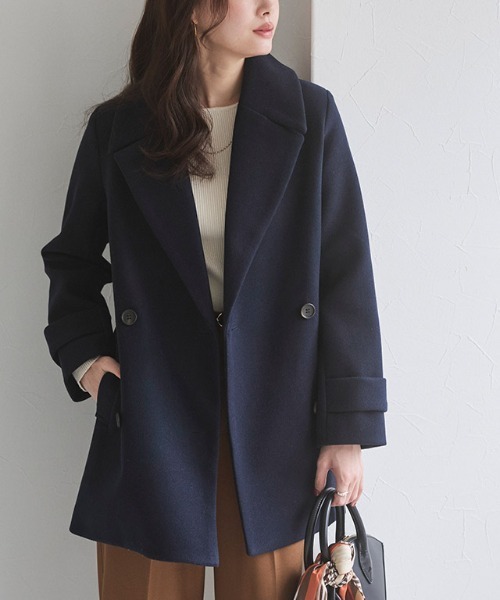 Pierrot（ピエロ）の「メルトンPコート（ピーコート・レディース・キャメル/ブラック/ネイビー/オフホワイト/アイボリー/杢グレー/チャコール・S/M/L）」の17枚目の写真