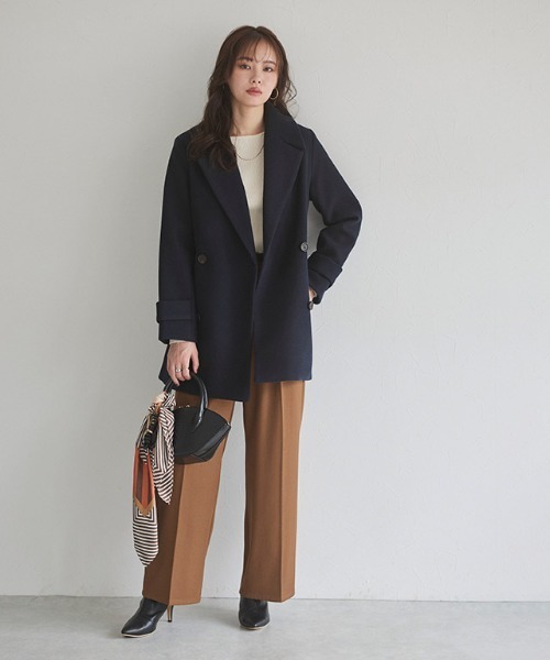 Pierrot（ピエロ）の「メルトンPコート（ピーコート・レディース・キャメル/ブラック/ネイビー/オフホワイト/アイボリー/杢グレー/チャコール・S/M/L）」の18枚目の写真