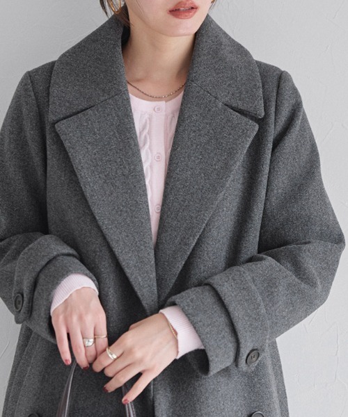 Pierrot（ピエロ）の「メルトンPコート（ピーコート・レディース・キャメル/ブラック/ネイビー/オフホワイト/アイボリー/杢グレー/チャコール・S/M/L）」の22枚目の写真