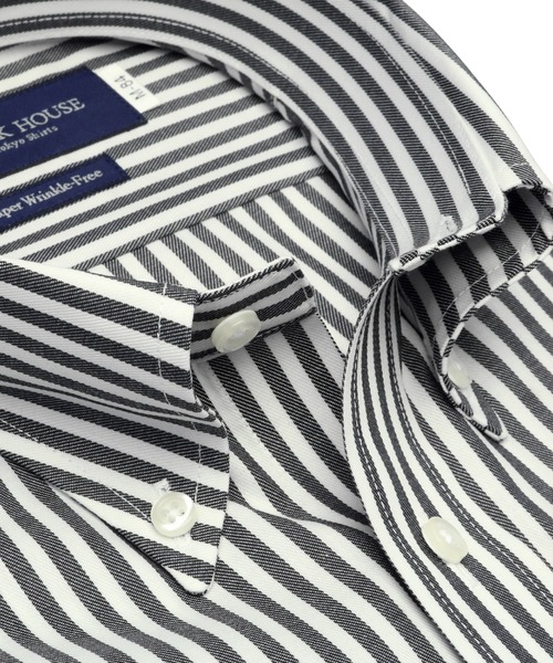 TOKYO SHIRTS(トウキョウシャツ)の「超形態安定ノーアイロン ボタンダウン 長袖ビジネスシャツ(ビジネスシャツ・メンズ・ブラック・首回り42cm-裄丈82cm/首回り42cm-裄丈86cm/首回り41cm-裄丈86cm/首回り43cm-裄丈86cm/首回り37cm-裄丈80cm/首回り39cm-裄丈84cm/首回り41cm-裄丈82cm/首回り39cm-裄丈80cm/首回り43cm-裄丈82cm/首回り37cm-裄丈84cm)」の2枚目の写真