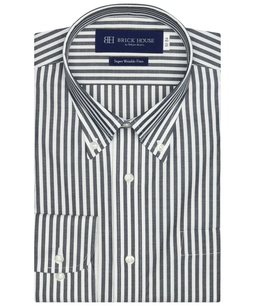 TOKYO SHIRTS(トウキョウシャツ)の「超形態安定ノーアイロン ボタンダウン 長袖ビジネスシャツ(ビジネスシャツ・メンズ・ブラック・首回り42cm-裄丈82cm/首回り42cm-裄丈86cm/首回り41cm-裄丈86cm/首回り43cm-裄丈86cm/首回り37cm-裄丈80cm/首回り39cm-裄丈84cm/首回り41cm-裄丈82cm/首回り39cm-裄丈80cm/首回り43cm-裄丈82cm/首回り37cm-裄丈84cm)」の6枚目の写真