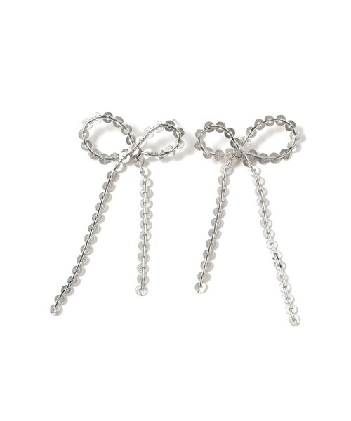 Ray BEAMS（レイビームス）の「Ray BEAMS / アシンメトリー リボン チェーン ピアス（ピアス（両耳用）・レディース・ゴールド/シルバー・ONE SIZE）」の8枚目の写真