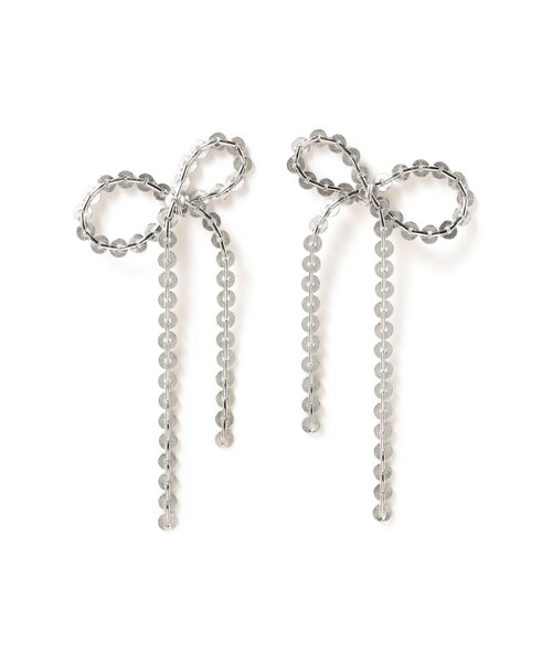 Ray BEAMS（レイビームス）の「Ray BEAMS / アシンメトリー リボン チェーン ピアス（ピアス（両耳用）・レディース・ゴールド/シルバー・ONE SIZE）」の6枚目の写真