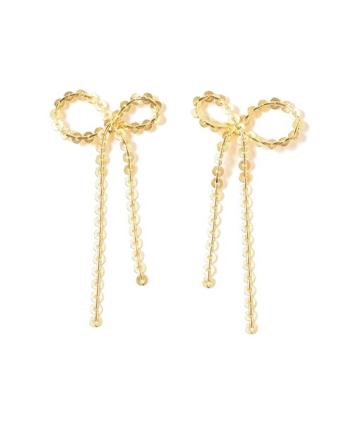 Ray BEAMS（レイビームス）の「Ray BEAMS / アシンメトリー リボン チェーン ピアス（ピアス（両耳用）・レディース・ゴールド/シルバー・ONE SIZE）」の4枚目の写真