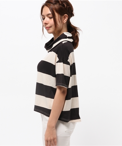 OUTLET(アウトレット)の「【Ciaopanic】ビッグボーダー5分袖オフタートル(Tシャツ/カットソー・レディース・ブラック/グレー/ネイビー・FREE)」の6枚目の写真