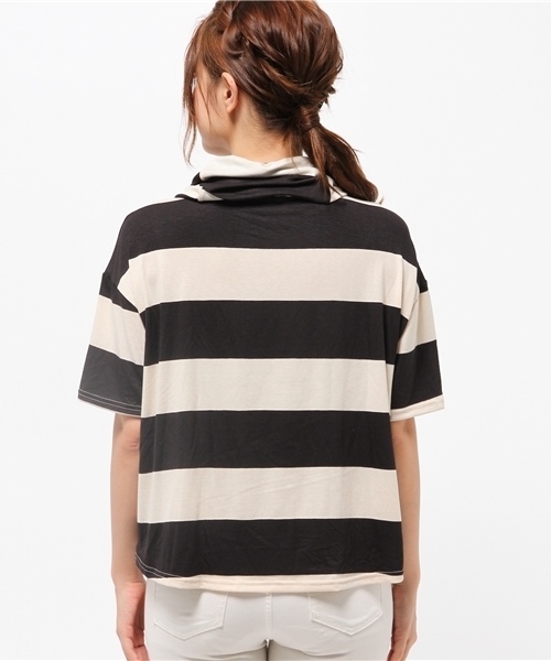 OUTLET(アウトレット)の「【Ciaopanic】ビッグボーダー5分袖オフタートル(Tシャツ/カットソー・レディース・ブラック/グレー/ネイビー・FREE)」の7枚目の写真