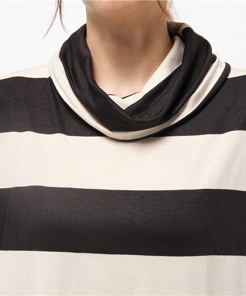 OUTLET(アウトレット)の「【Ciaopanic】ビッグボーダー5分袖オフタートル(Tシャツ/カットソー・レディース・ブラック/グレー/ネイビー・FREE)」の8枚目の写真