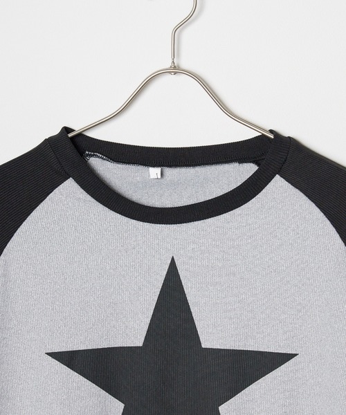ROOPTOKYO(ループトウキョウ)の「▲star design raglan sleeve tee/スター デザイン ラグランスリーブ ロンT Y2K(Tシャツ/カットソー・レディース・ブラック・2/3)」の7枚目の写真