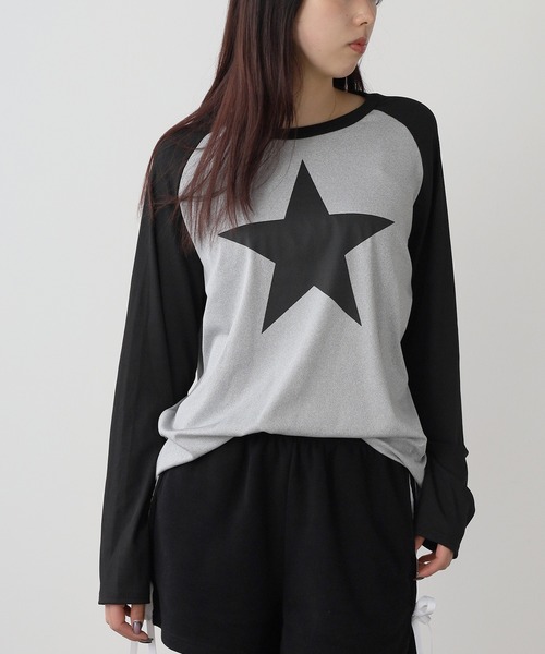 ROOPTOKYO(ループトウキョウ)の「▲star design raglan sleeve tee/スター デザイン ラグランスリーブ ロンT Y2K(Tシャツ/カットソー・レディース・ブラック・2/3)」の10枚目の写真