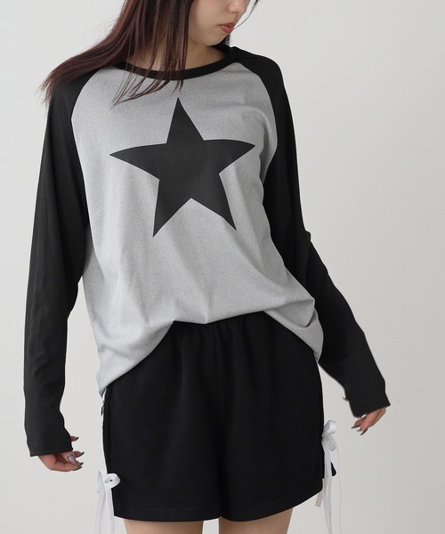 ROOPTOKYO(ループトウキョウ)の「▲star design raglan sleeve tee/スター デザイン ラグランスリーブ ロンT Y2K(Tシャツ/カットソー・レディース・ブラック・2/3)」の11枚目の写真