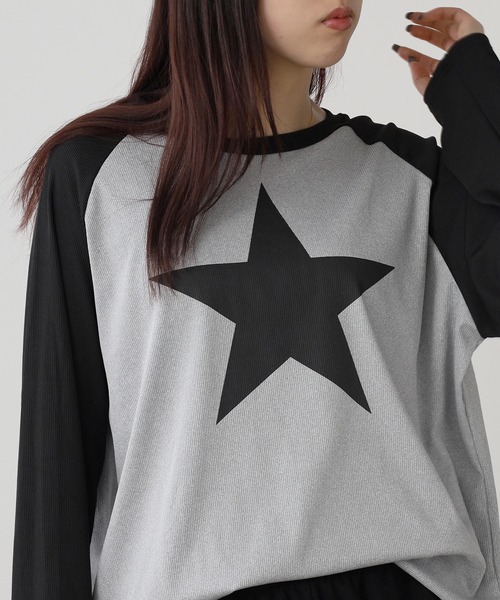 ROOPTOKYO(ループトウキョウ)の「▲star design raglan sleeve tee/スター デザイン ラグランスリーブ ロンT Y2K(Tシャツ/カットソー・レディース・ブラック・2/3)」の12枚目の写真