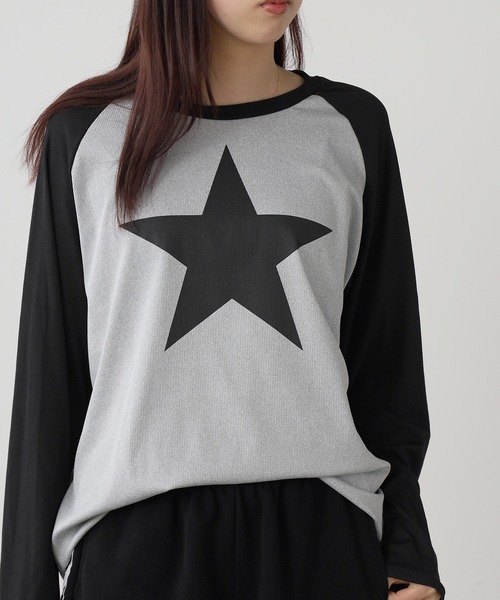 ROOPTOKYO(ループトウキョウ)の「▲star design raglan sleeve tee/スター デザイン ラグランスリーブ ロンT Y2K(Tシャツ/カットソー・レディース・ブラック・2/3)」の13枚目の写真