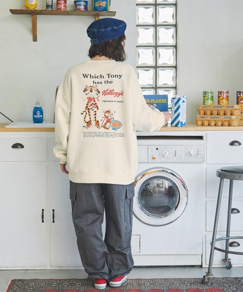 MONO-MART LADY'S（モノマートレディース）の「【KELLOGG'S】別注 ケロッグ ヴィンテージ加工プリントスウェット（スウェット・レディース・ブラック系1/アイボリー/オートミール/スミクロ/ネイビー/アイボリー系1/ブラック系2・FREE）」の14枚目の写真
