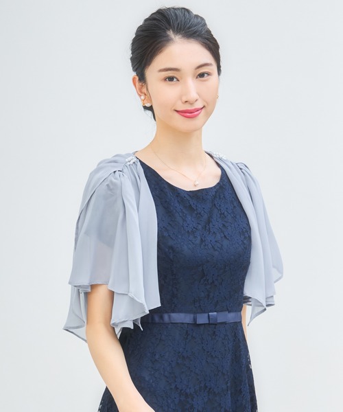 DRESS PLUS(ドレスプラス)の「ボレロ パーティーボレロ デイリー ショート レース(カーディガン/ボレロ・レディース・ベージュ/ネイビー/ブラック/ライトグレー・XXL/XL/L/M)」の15枚目の写真