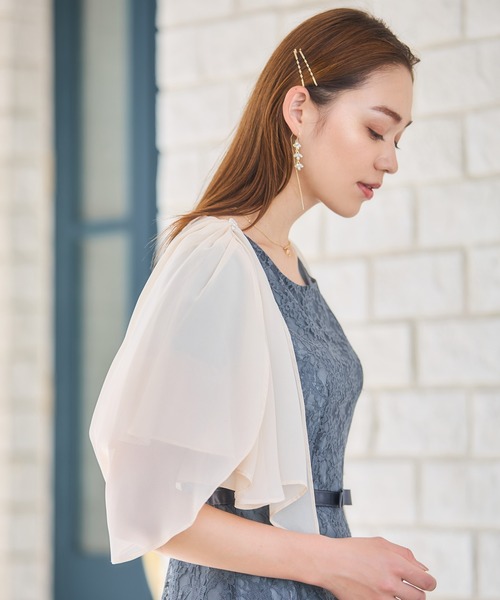 DRESS PLUS(ドレスプラス)の「ボレロ パーティーボレロ デイリー ショート レース(カーディガン/ボレロ・レディース・ベージュ/ネイビー/ブラック/ライトグレー・XXL/XL/L/M)」の7枚目の写真