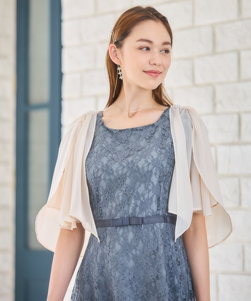 DRESS PLUS(ドレスプラス)の「ボレロ パーティーボレロ デイリー ショート レース(カーディガン/ボレロ・レディース・ベージュ/ネイビー/ブラック/ライトグレー・XXL/XL/L/M)」の8枚目の写真