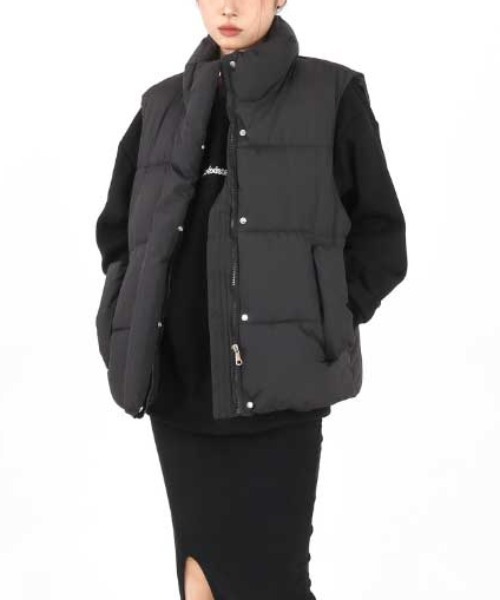 Vipoa（ヴィポア）の「中綿スタンドベスト（ダウンベスト・レディース・アイボリー/ブラック・FREE）」の15枚目の写真