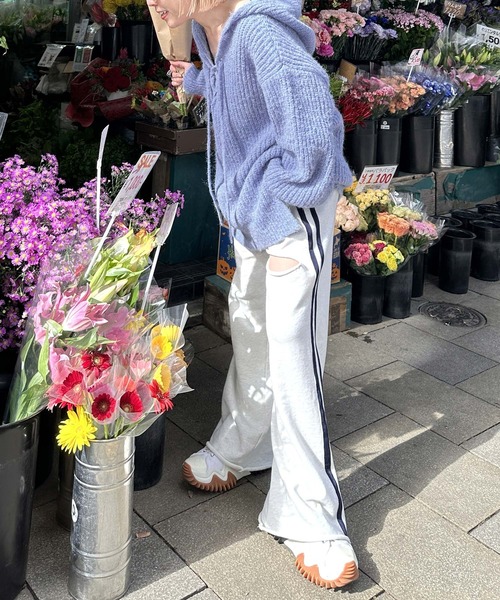 Alley by w closet（アリーバイダブルクローゼット）の「【Alley】レースアップフーディ（ニット/セーター・レディース・ピンク/キナリ/ブルー/チャコールグレー・FREE）」の17枚目の写真