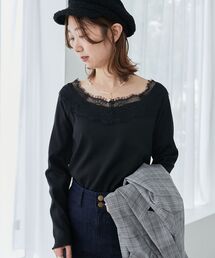 MAJESTIC LEGON | レース付き長袖トップス(Tシャツ/カットソー)