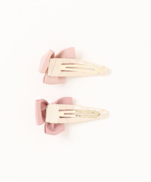 HAKKA KIDS（ハッカキッズ）の「リボンモチーフヘアクリップ（バレッタ/ヘアクリップ・キッズ・ピンク/キナリ・FREE）」の3枚目の写真
