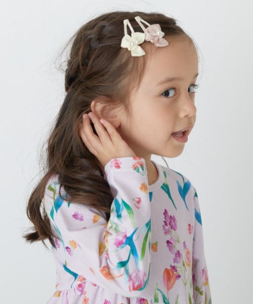 HAKKA KIDS（ハッカキッズ）の「リボンモチーフヘアクリップ（バレッタ/ヘアクリップ・キッズ・ピンク/キナリ・FREE）」の4枚目の写真