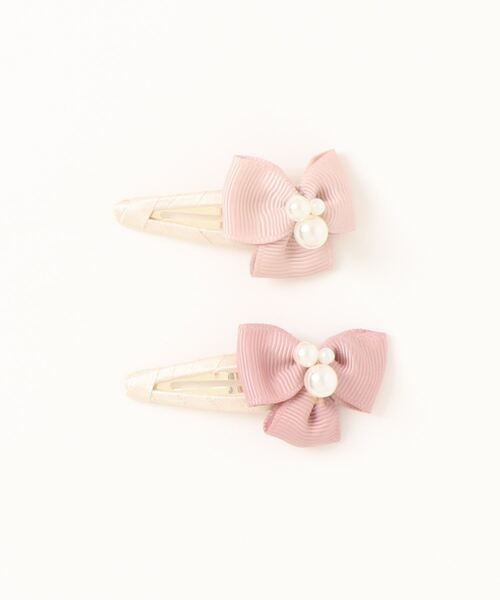 HAKKA KIDS（ハッカキッズ）の「リボンモチーフヘアクリップ（バレッタ/ヘアクリップ・キッズ・ピンク/キナリ・FREE）」の8枚目の写真