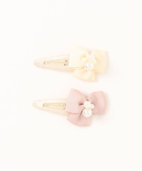 HAKKA KIDS（ハッカキッズ）の「リボンモチーフヘアクリップ（バレッタ/ヘアクリップ・キッズ・ピンク/キナリ・FREE）」の7枚目の写真