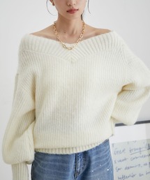 VIS | 【2WAY】オフショルダーにもなるVネックニット(ニット/セーター)