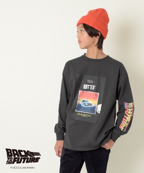 GLAZOS（グラソス）の「【Back to the Future】ヴィンテージ加工天竺袖ロゴTシャツ（その他トップス・キッズ・チャコールグレー/ホワイト・140cm/150cm/160cm/170cm）」の2枚目の写真