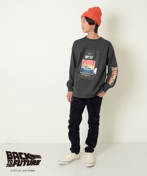 GLAZOS（グラソス）の「【Back to the Future】ヴィンテージ加工天竺袖ロゴTシャツ（その他トップス・キッズ・チャコールグレー/ホワイト・140cm/150cm/160cm/170cm）」の3枚目の写真