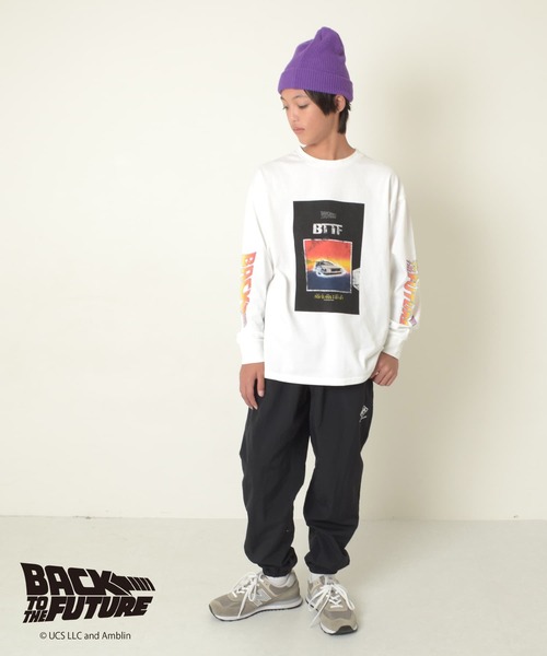 GLAZOS（グラソス）の「【Back to the Future】ヴィンテージ加工天竺袖ロゴTシャツ（その他トップス・キッズ・チャコールグレー/ホワイト・140cm/150cm/160cm/170cm）」の5枚目の写真