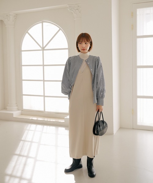 SHOPLIST styled by DHOLIC(ショップリストスタイルドバイディーホリック)の「前後2WAY ボリュームスリーブ 長袖 シャツ ブラウス(シャツ/ブラウス・レディース・オフホワイト/ブラック/ネイビー/ライトブルー/グレー×ホワイト/ネイビー×ホワイト・FREE)」の16枚目の写真