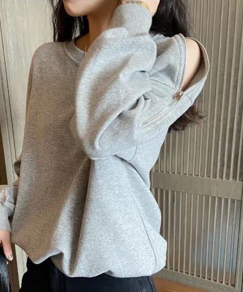 ROGER AND RAW(ロジャーアンドロウ)の「肩ジップトップス(Tシャツ/カットソー・レディース・グレー/ブラック/ホワイト・FREE)」の9枚目の写真